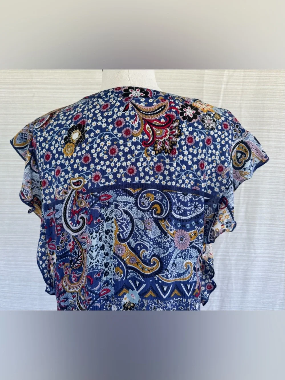 Knox Rose Navy Blue Floral Tassel Peasant Dress - Picture 6 of 17